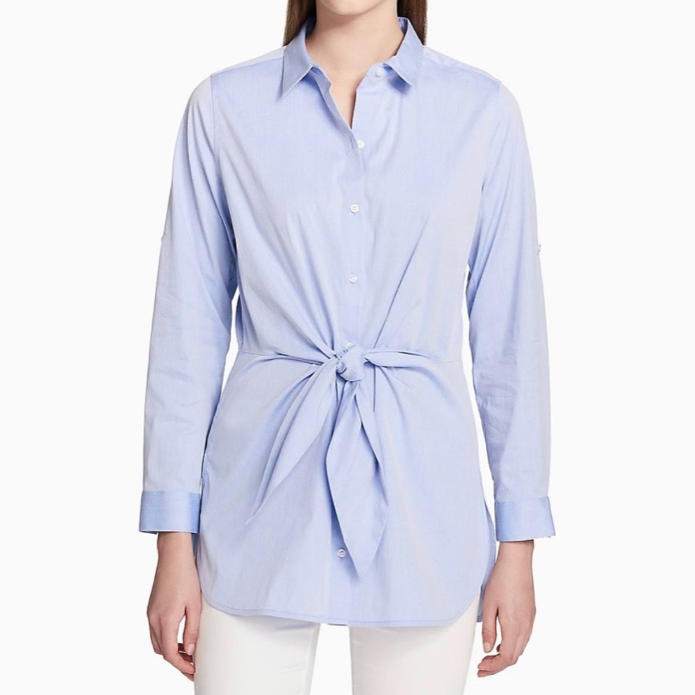 Like New - White Calvin Klein Tie Shirt